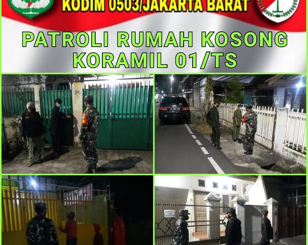 Waspadai Pencurian Rumah Kosong, Koramil 01/TS Kodim 0503/JB Patroli Siang Malam ke Pemukiman