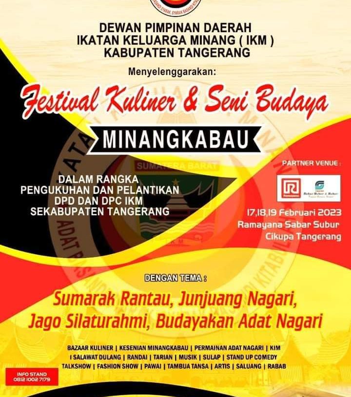 IKM Tangerang akan Gelar Festival Kuliner dan Seni Budaya Minang
