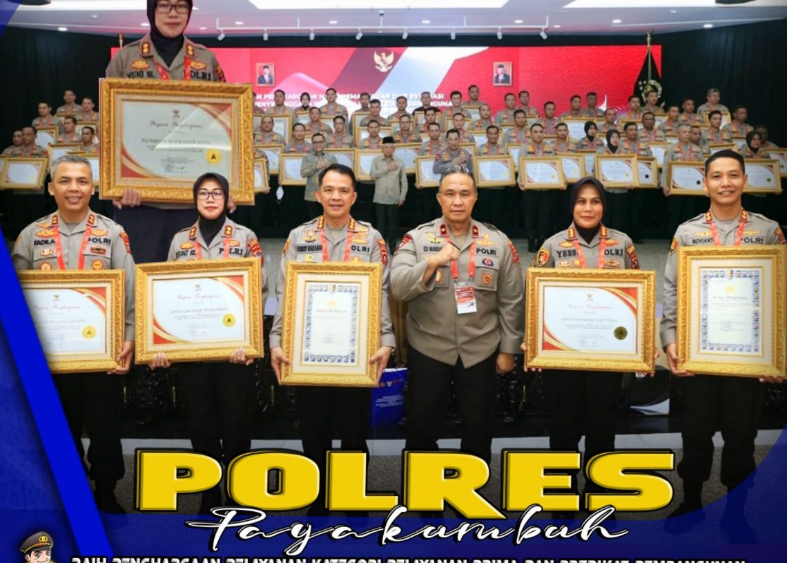 Polres Payakumbuh Raih Penghargaan Kategori Pelayanan Prima dan Predikat Pembangunan Zona Integritas