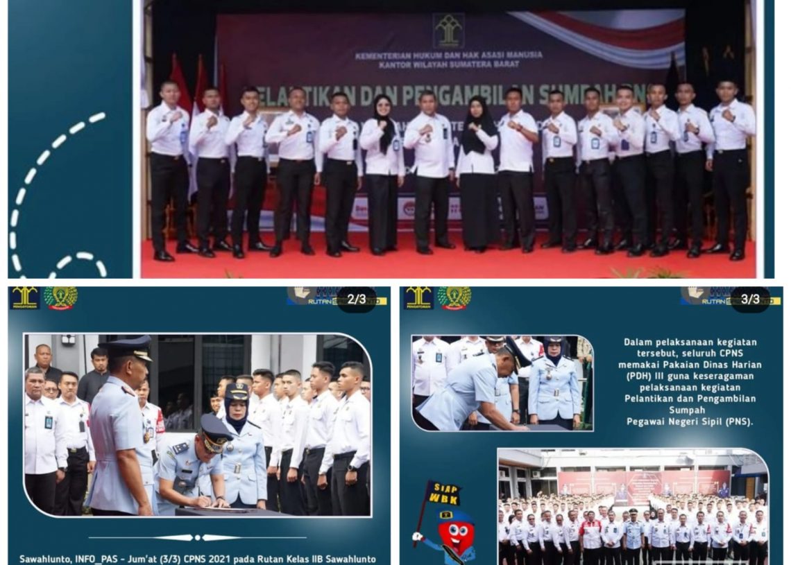 13 CPNS Rutan Salto Dilantik Jadi PNS di Kanwil Kemenkumham Sumbar