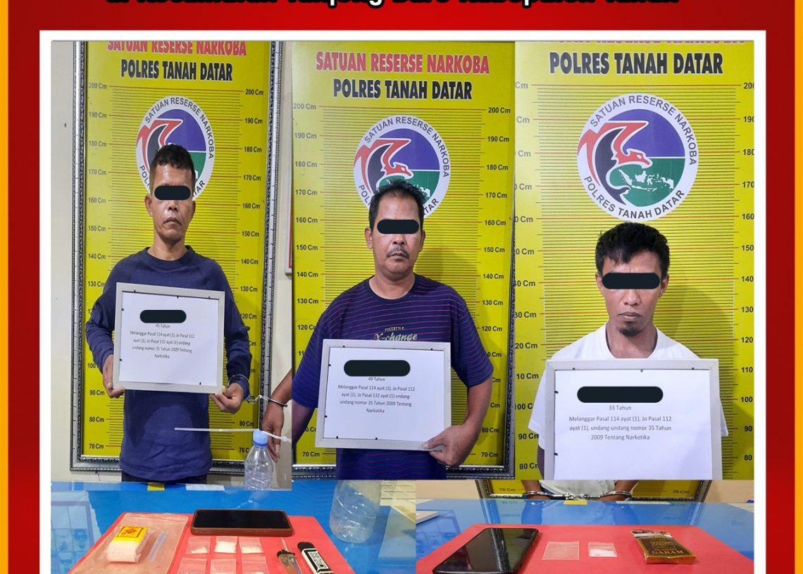 Sat Res Narkoba Polres Tanah Datar Amankan 3 Pelaku Narkoba di Kecamatan Tanjung Baru
