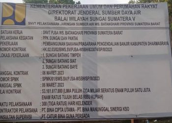 Proyek Pengendali Banjir Rp53 Miliar di Dharmasraya Milik BWSS V Diduga Mainkan Material Ilegal