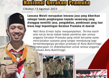 Wako Erman Safar Terima Penghargaan Lencana Melati dari Kwartir Nasional Gerakan Pramuka