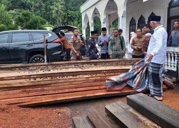 Kayu Tak Bertuan yang Ditemukan Dishut Sumbar,  Diserahkan Gubernur untuk Pembangunan Masjid di Pesisir Selatan