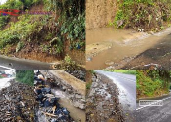 Longsor di Kelok Bawah Tunjam Nagari Tanjung Kecamatan Sungayang Belum Diatasi, Bahu Jalan Tergerus Air