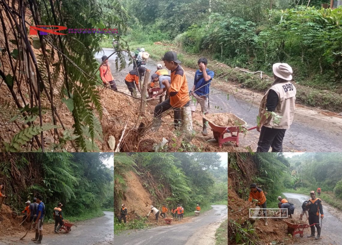 Satgas PB Nagari Andaleh Baruh Bukik Bersatu Hentikan Dampak Longsor di Guguak Nio Kapalo Koto Jorong Baruh Bukik