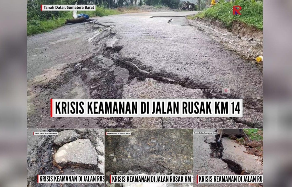 Jalan Rusak Nagari Andaleh Baruh Bukik Ancam Pengendara