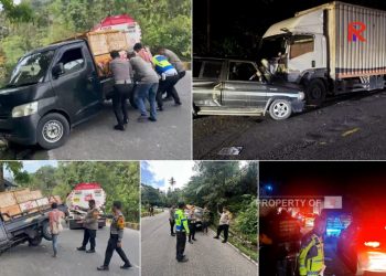 Evakuasi Kendaraan Tabrakan Beruntun di Padang Panjang, Kapolres dan Satlantas Turun Lapangan