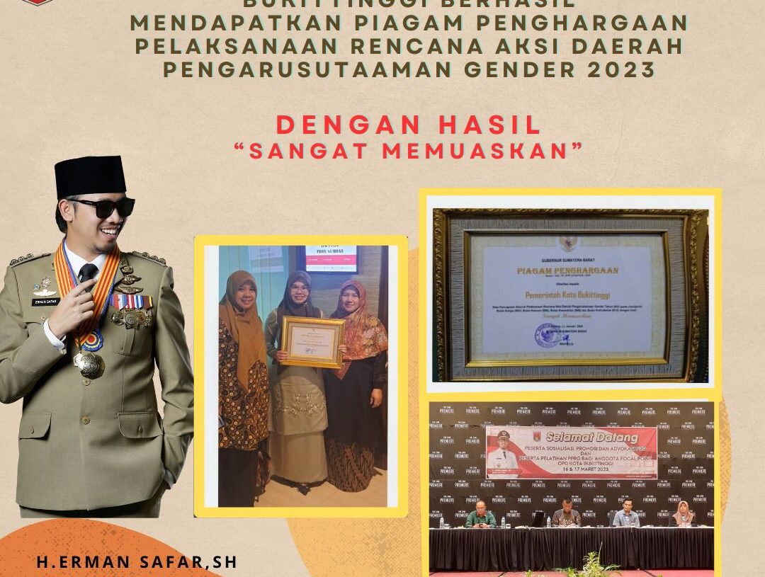 Pemko Bukittinggi Peroleh Penghargaan RAD PUG Sangat Memuaskan