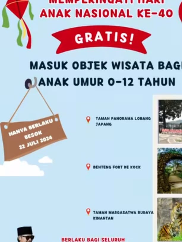 Peringati HAN ke-40, Pemko Bukittinggi Gratiskan Masuk ke Objek Wisata bagi Anak Usia 0-12 Tahun