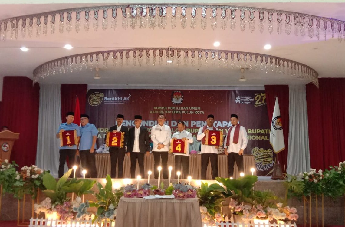 Rapat Pleno KPU Limapuluh Kota Undi dan Tetapkan Nomor Urut Paslon Bupati dan Wakil Bupati
