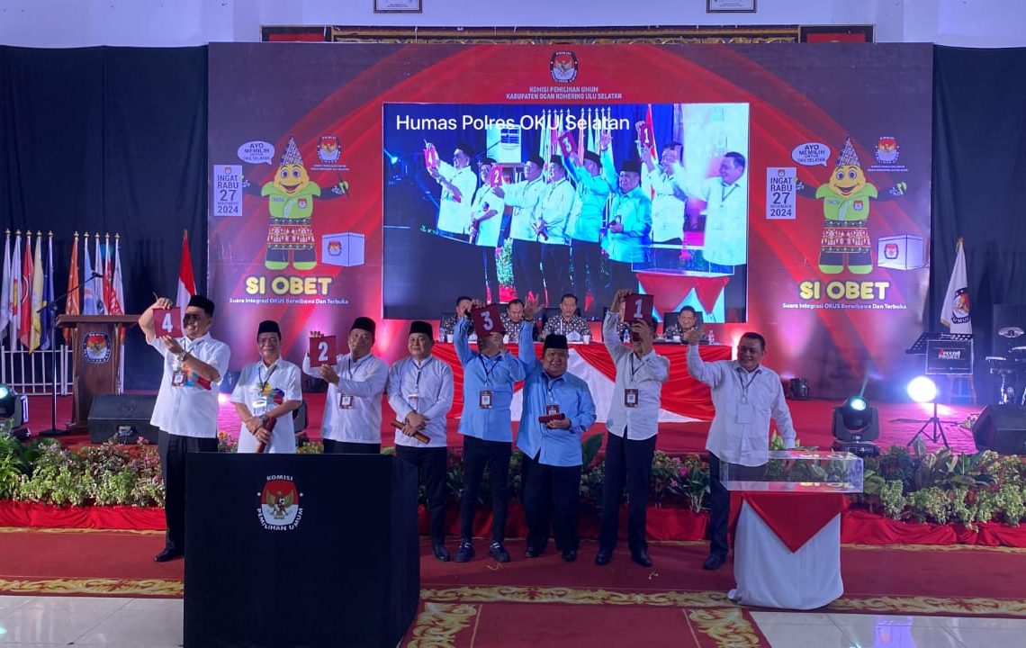KPU Oku Selatan dan Sumsel Adakan Pleno Terbuka Pengundian Penetapan Nomor Urut Paslon dan Deklarasi Kampanye Damai 2024