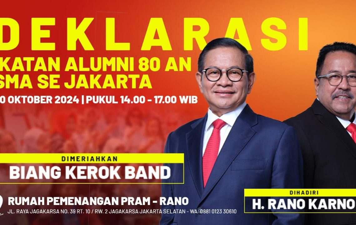 Ikatan Alumni 80-an SMA se Jakarta Lakukan Deklarasi ke Pasangan Mas Pram dan Bang Doel 