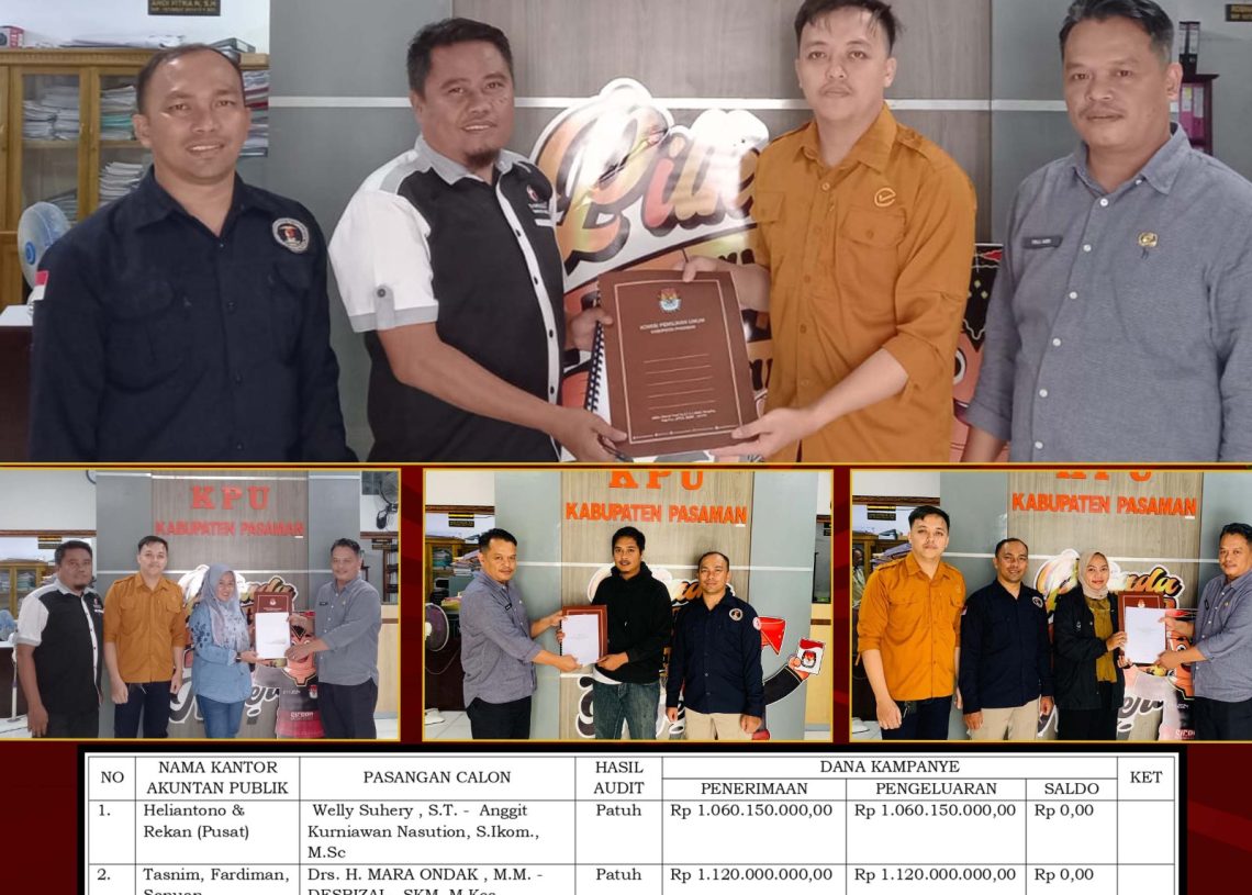 Hasil Audit Dana Kampanye Pilkada Pasaman 2024, KPU: Semua Paslon Dinyatakan Patuh