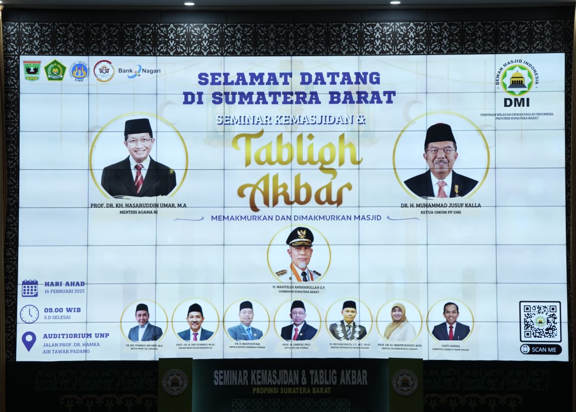 Gubernur Mahyeldi Dampingi Ketua DMI M. Jusuf Kalla dalam Gelaran Tabligh Akbar dan Seminar Menyambut Ramadhan di UNP