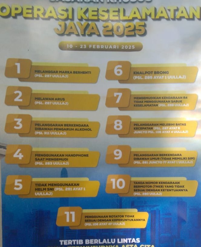 Peduli Pengendara, Kasat Lantas Jakarta Barat Gelar Operasi Keselamatan Jaya 2025