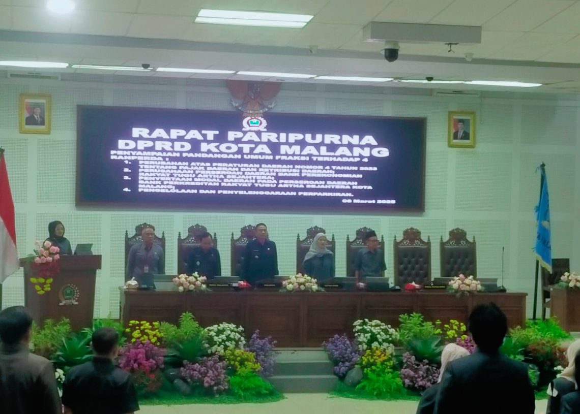Ketua DPRD Kota Malang Gelar Rapat Paripurna Bahas Empat Ranperda