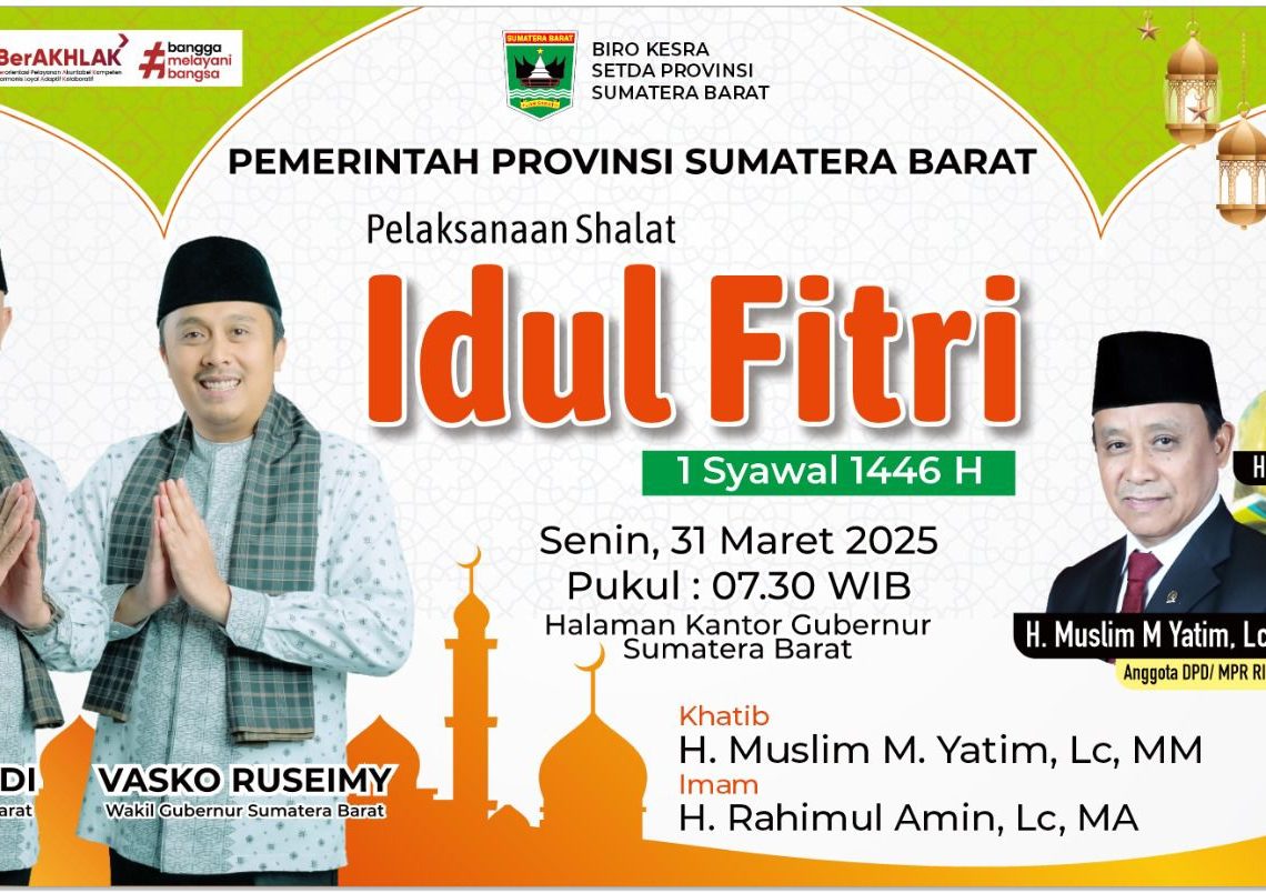 Pemprov Sumbar Tetapkan Halaman Kantor Gubernur sebagai Lokasi Paksanaan Shalat Idul Fitri 1446 H
