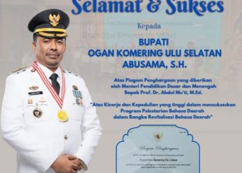 Bupati OKU Selatan Terima Piagam Penghargaan dari Mendikdasmen