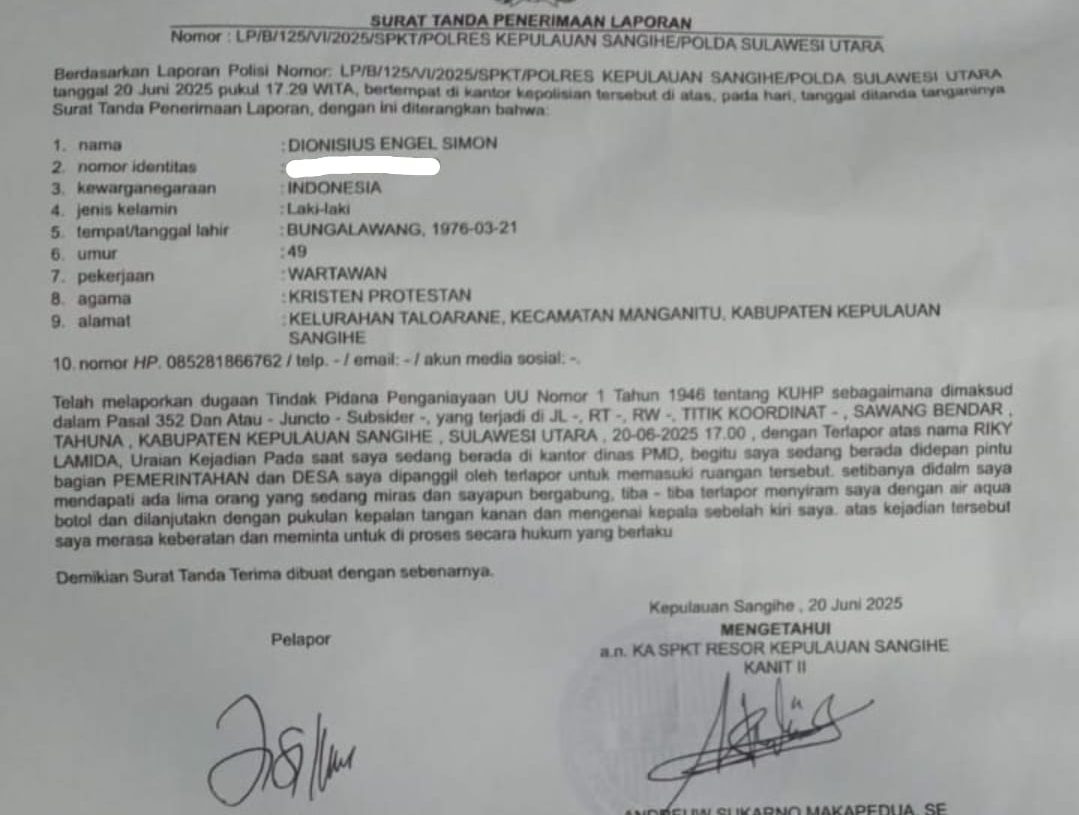 Aniaya Wartawan, Ricky Lamida Oknum Kepala Kampung Dalako Bembanehe Dipolisikan