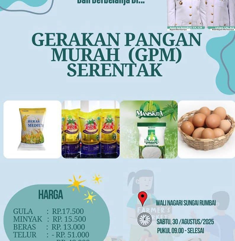 Dharmasraya Gelar Gerakan Pangan Murah Serentak, Harga Jauh di Bawah