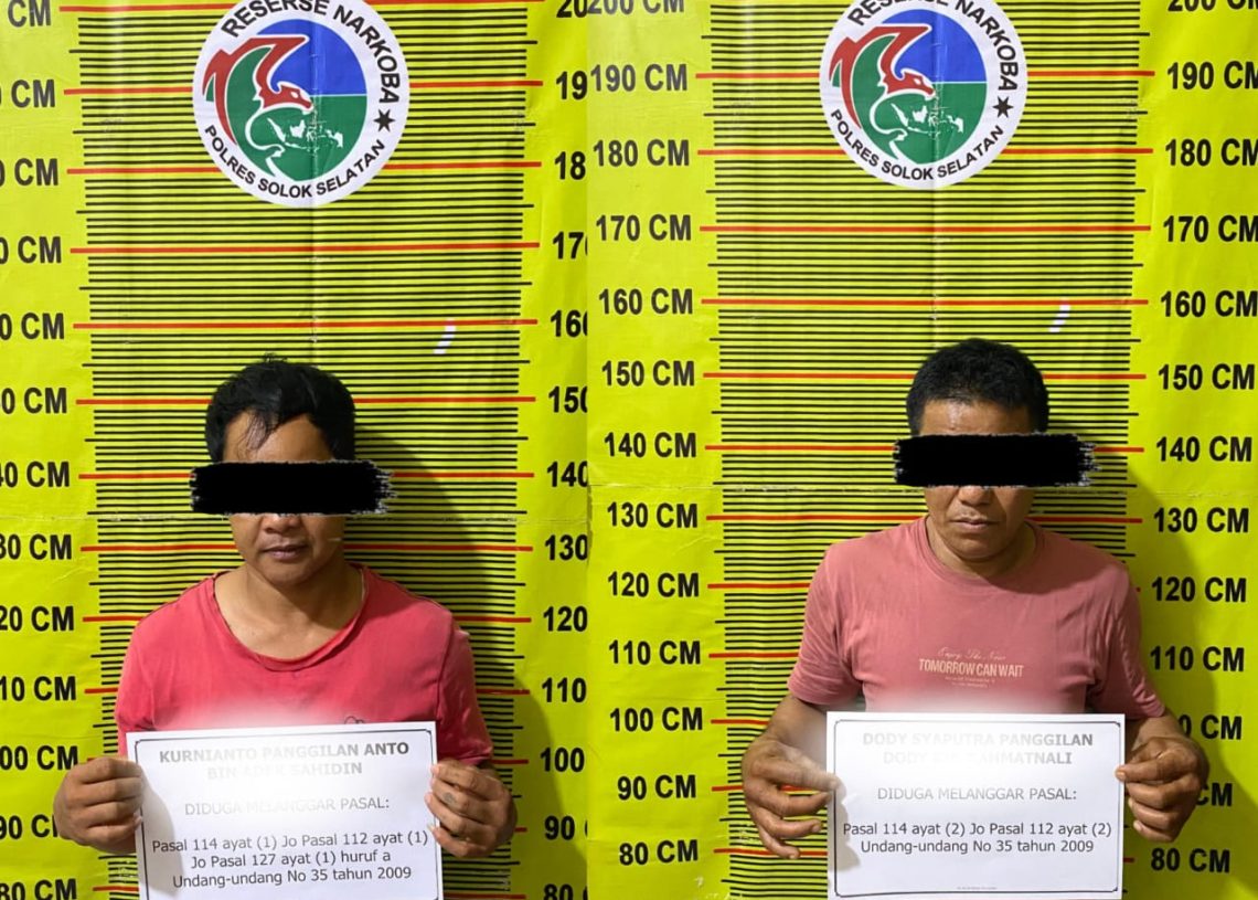 Satresnarkoba Solok Selatan Ringkus Dua Pengedar Narkoba di Lokasi Berbeda