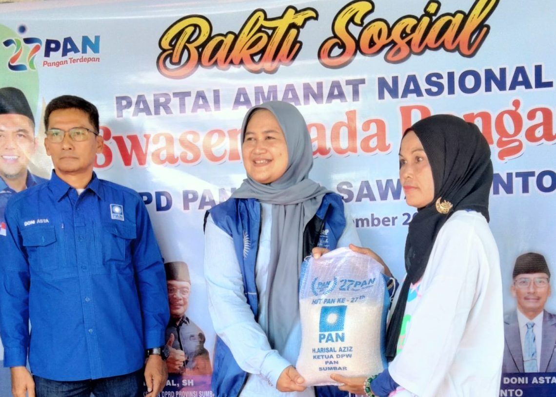 Peduli Ketahanan Pangan, DPD PAN Kota Sawahlunto Bantu 3,1 Ton Beras untuk Warga