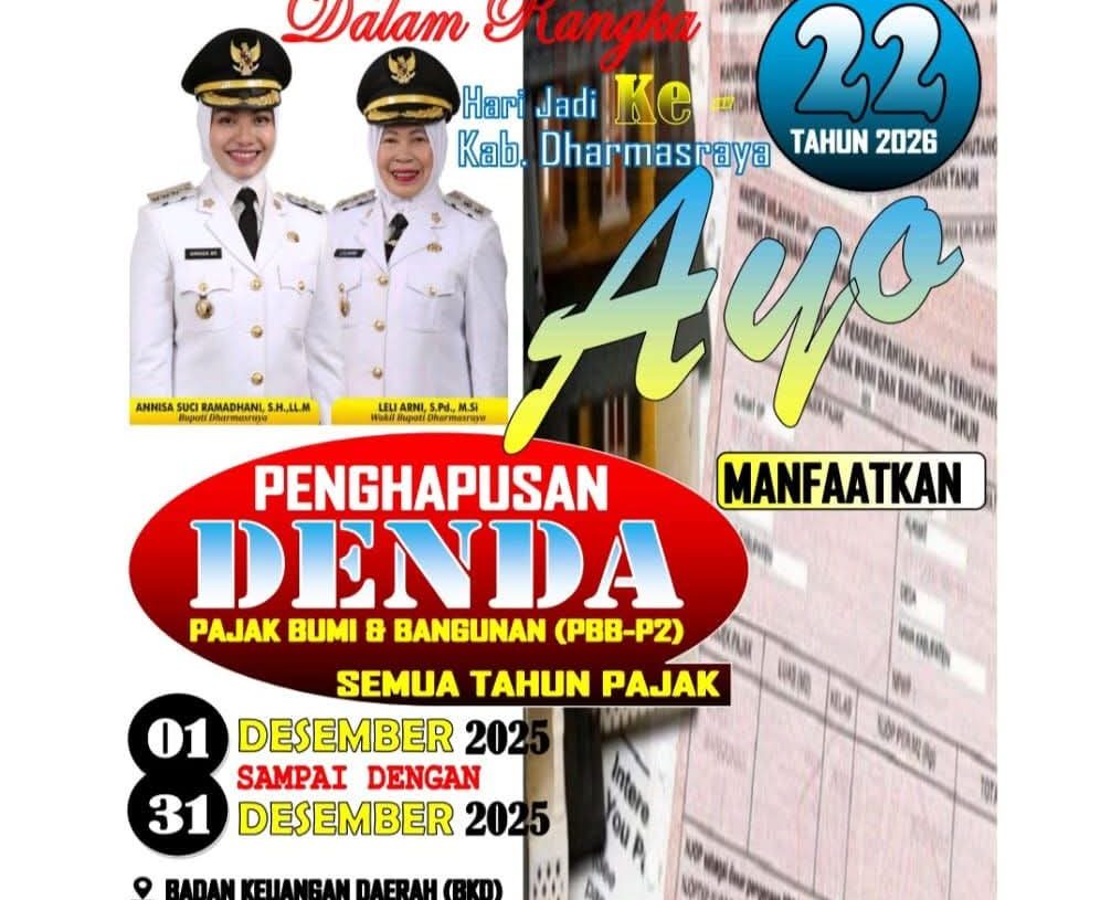 Dharmasraya Hapus Denda PBB-P2 Selama Desember, Masyarakat Diimbau Manfaatkan Kesempatan