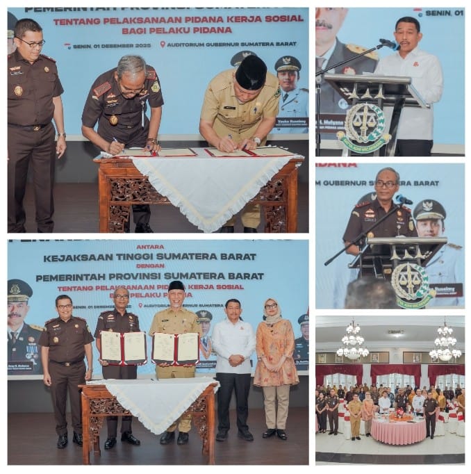 Pidana Kerja Sosial Mulai Diterapkan, Kejati dan Pemprov Sumbar Teken PKS Perdana di Indonesia