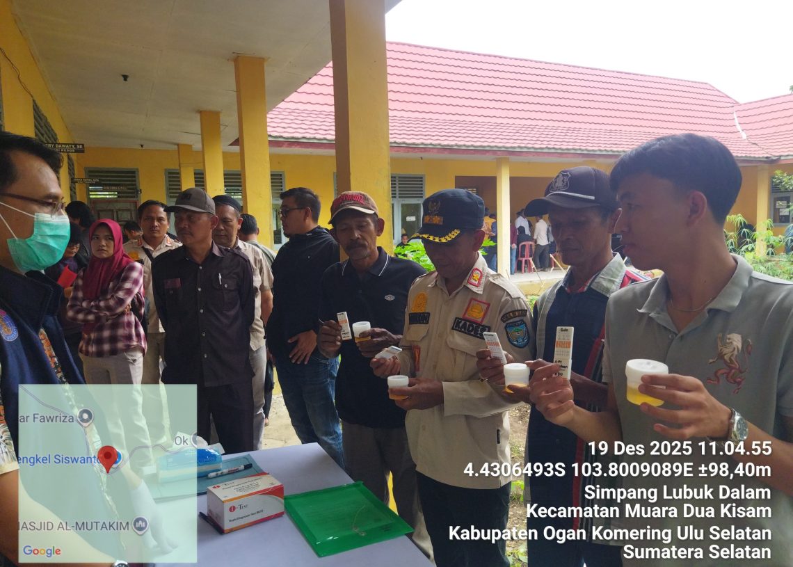 Ratusan Pengurus Desa di OKU Selatan Jalani Tes Urine BNN, Sejumlah Peserta Terindikasi Positif