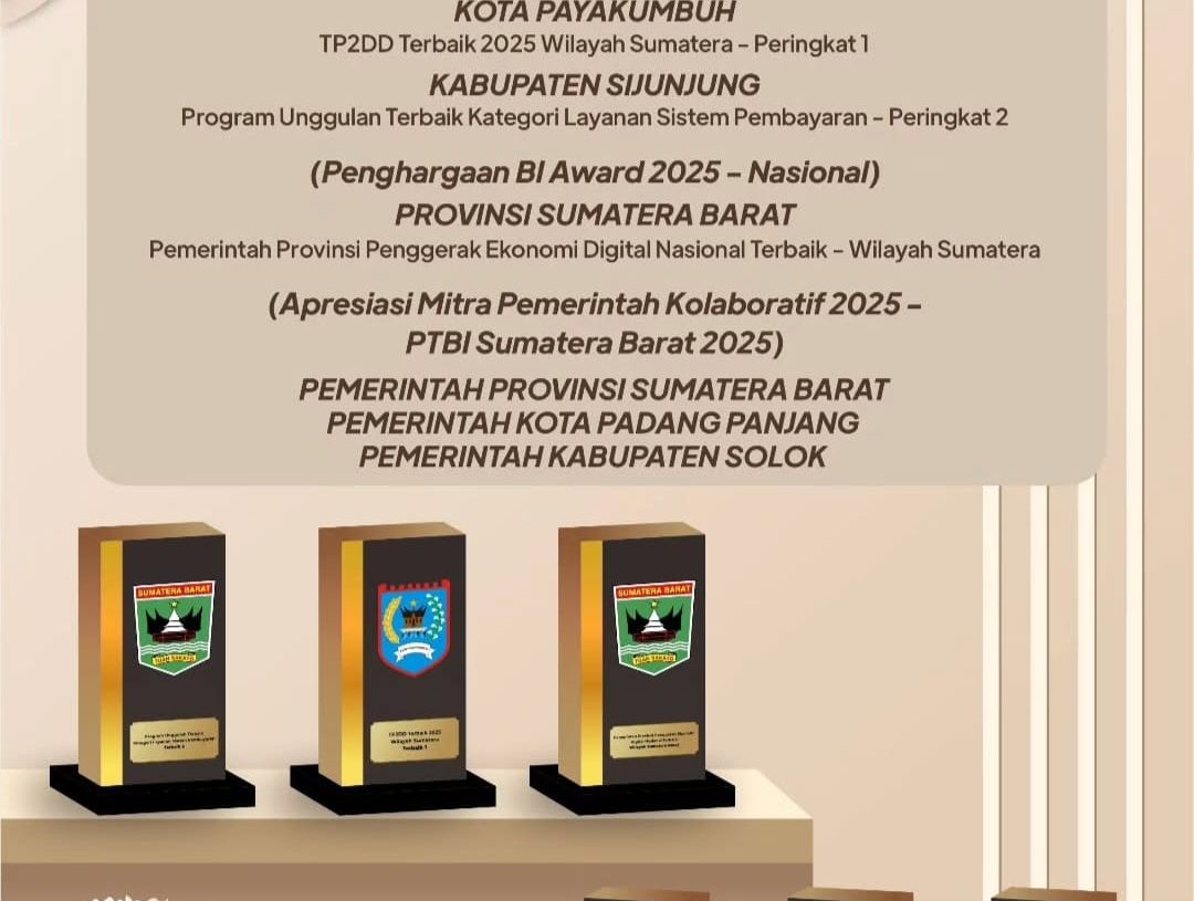 Transformasi Digital Daerah Menguat, Pemprov Sumbar Raih Apresiasi Bank Indonesia Award