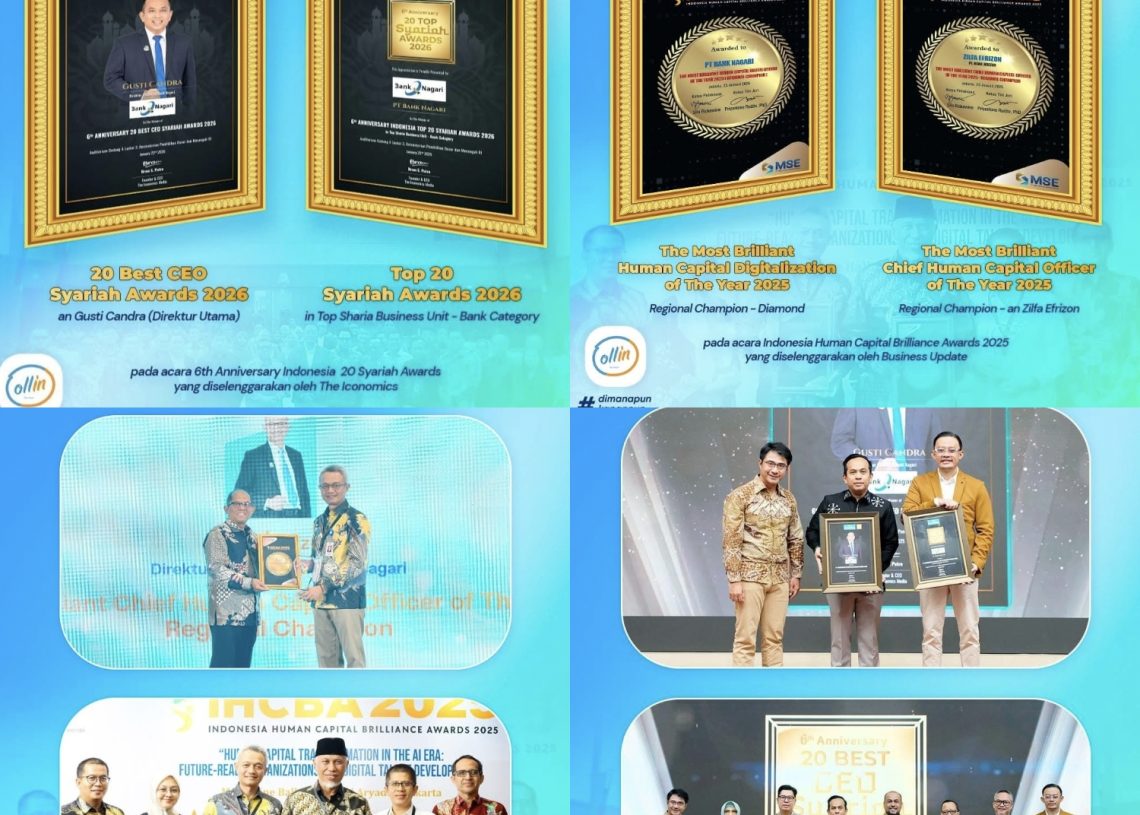 Bank Nagari Ukir Sejarah Awal 2026, Borong Penghargaan Syariah dan Human Capital